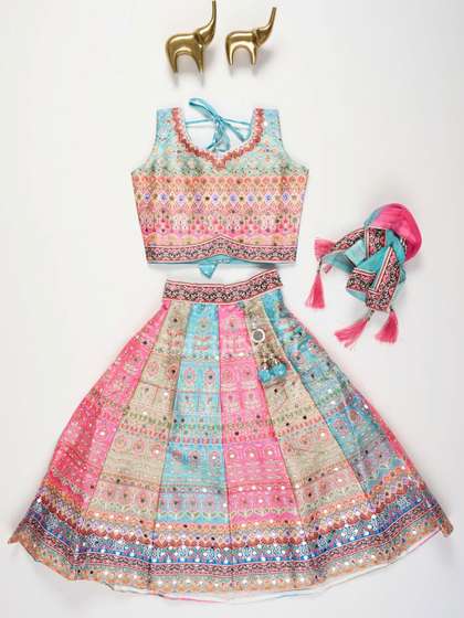 JAY NAGNATH FAB
                        Girls Embellished Mirror Work Ready to Wear
                        Lehenga & Blouse With Dupatta