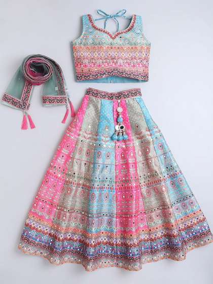 JAY NAGNATH FAB Girls
                      Woven Design Embellished Ready to Wear Lehenga
                      & Blouse With Dupatta