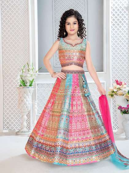 JAY NAGNATH FAB Girls
                    Embellished Mirror Work Ready to Wear Lehenga &
                    Blouse With Dupatta