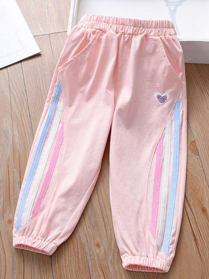 INCLUD Girls Relaxed Fit
                    Side Striped Mid-Rise Joggers