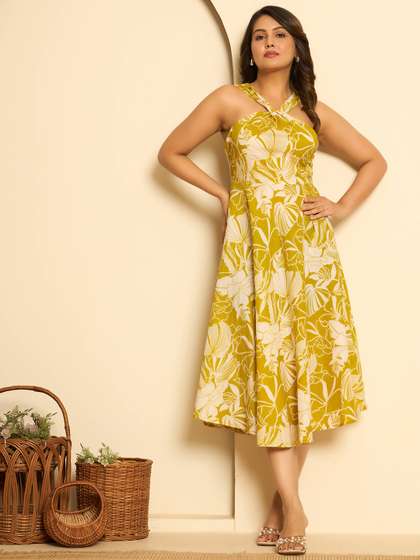 KASYA Floral Printed
                        Cotton Dress