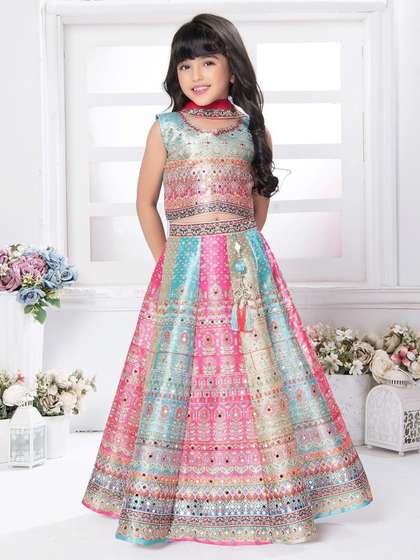 JAY NAGNATH FAB Girls
                    Embellished Mirror Work Ready to Wear Lehenga &
                    Blouse With Dupatta