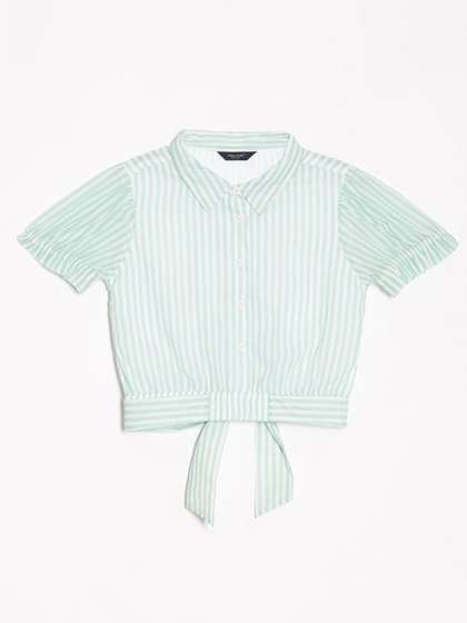 Allen Solly Junior Girls
                    Vertical Stripes Shirt Style Cotton Top