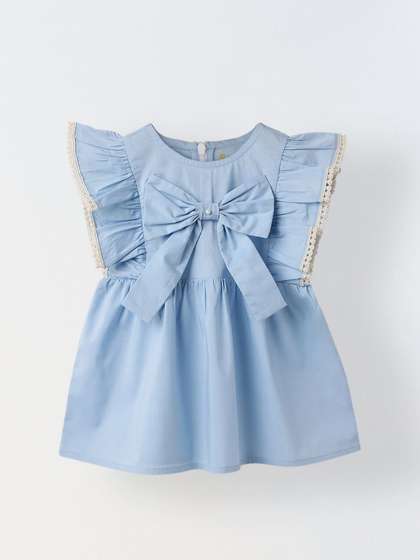 SPUNKIES Girls Flutter
                    Sleeve Cotton Dress