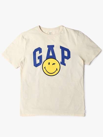 GAP Girls Graphic Logo
                      Printed Pure Cotton Slim Fit Round Neck T-Shirt