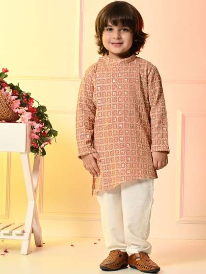 Muffin Shuffin Boys
                    Ethnic Motifs Embroidered Regular Kurta with
                    Trousers