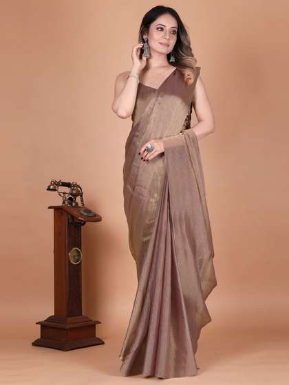 Anneca Solid Two
                          Tone Pure Chiffon Saree with Blouse Piece