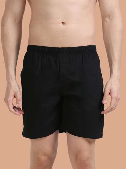 SWISS HORN Pure
                        Cotton Boxer Shorts Black M