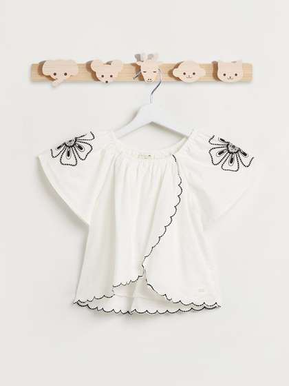 Juniors by Babyshop
                        Girl Embroidered Flared Sleeve Cotton Top