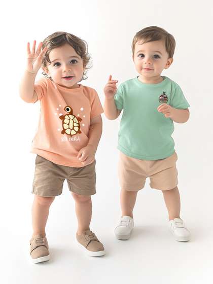 Nauti Nati Boys Pack of
                    2 Graphic Printed Cotton Antimicrobial T-shirts