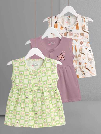 HELLCAT Girls Pack of 3
                    Graphic Printed Cotton A-Line Dress