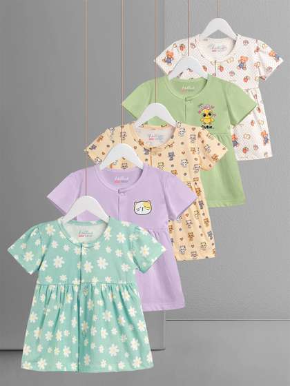 HELLCAT Girls Pack of 5
                    Cotton Printed Fit and Flare Dress