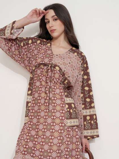 ESPYR By Tokyo Talkies
                      Women Floral Print Bell Sleeve Maxi Dress