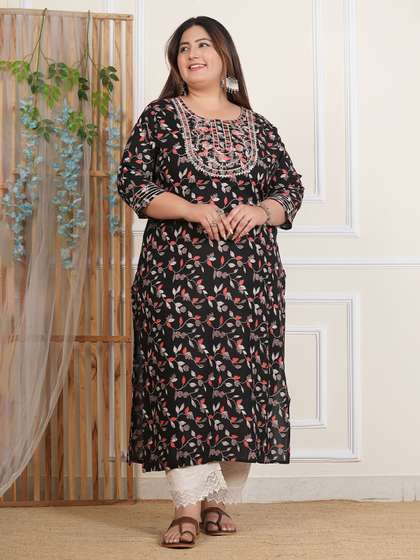 LABULY Women Plus
                        Size Ethnic Motifs Printed Festive Straight
                        Kurta