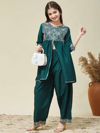 CurlyTales Girls
                    Embroidered Peplum Kurta and Pant Set