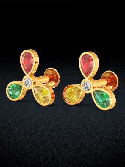 Joyalukkas 22KT
                        Yellow Gold Tricolor Petal Earrings