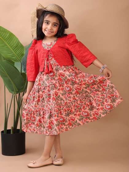 Sangria Girls Printed Dress & Jacket