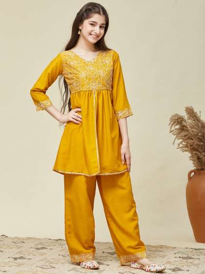CurlyTales Girls
                    Embroidered Peplum Kurta and Pant Set