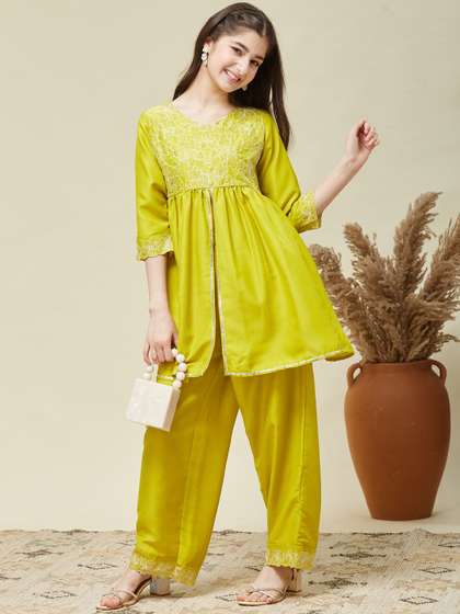 CurlyTales Girls
                    Embroidered Peplum Kurta and Pant Set