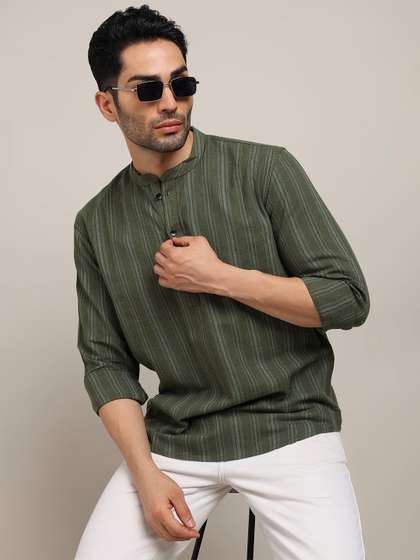 HERE&NOW Men
                        Striped Daily Cotton Straight Kurta