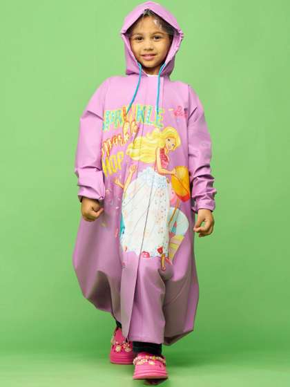 Zeel Girls Barbie
                        Printed Waterproof Hooded Rain Jacket