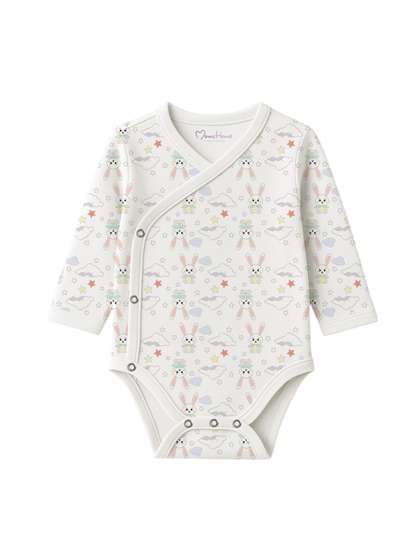Moms Home Infants
                    Printed Pure Organic Cotton Front Open Kimono One
                    Side Bodysuit