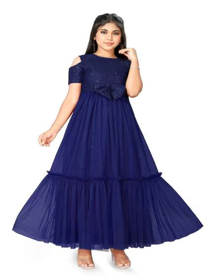 Vani Enterprise Girls
                    Cold-Shoulder Embellished Maxi Dress