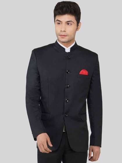 TAHVO Men Pack Of
                          2 Mandarin Collar Blazer and Trousers
                          Bandhgala Suit