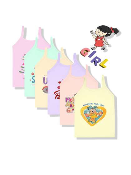 BODYSHINE Girls Printed
                    Sleeveless Innerwear Vests - Set Of 6
