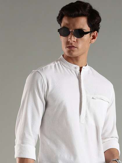 HERE&NOW Men
                        Solid Festive Cotton Straight Kurta