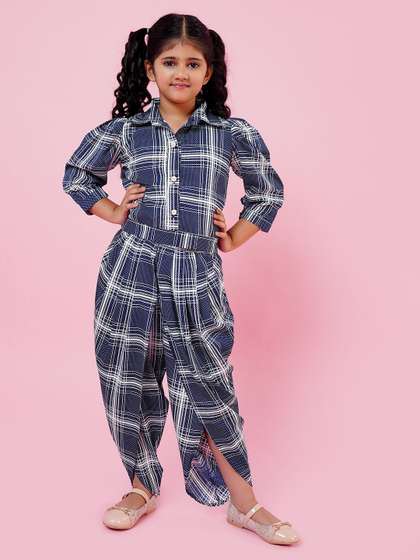 Aj DEZInES Girls
                          Checked Shirt With Dhoti Pants