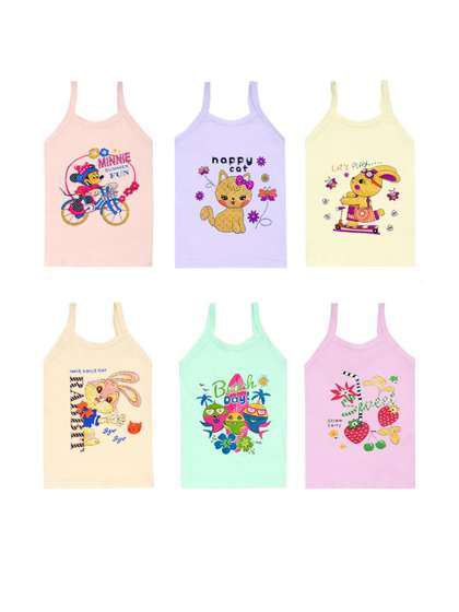 BODYSHINE Pack of 6
                    Girls Printed Innerwear Vests