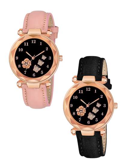 CERO Girls Set Of 2
                    Leather Straps Analogue Multi Function Watch
                    Com2-FBF223-Black-Pink