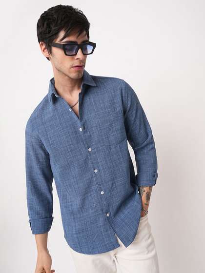 VASTRADO Men Classic
                        Slim Fit Textured Spread Collar Casual Shirt