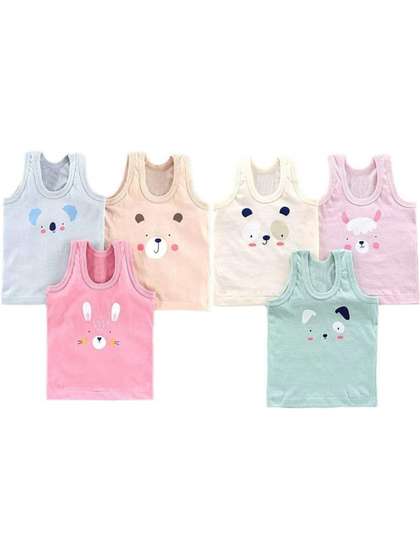 TINY HANDS Kids Unisex
                    Pack of 6 Printed Innerwear Vests