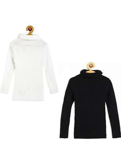 TINY HANDS Kids Unisex
                    Pack of 2 Solid High Neck Casual Sweater