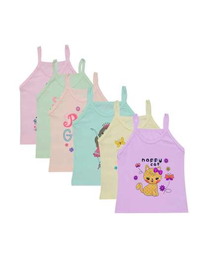 BODYSHINE Pack of 6
                      Girls Printed Innerwear Vests