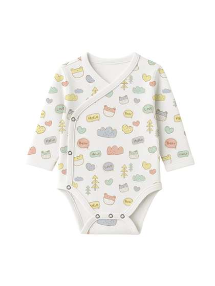 Moms Home Infants
                    Printed Pure Organic Cotton Front Open Kimono One
                    Side Bodysuit