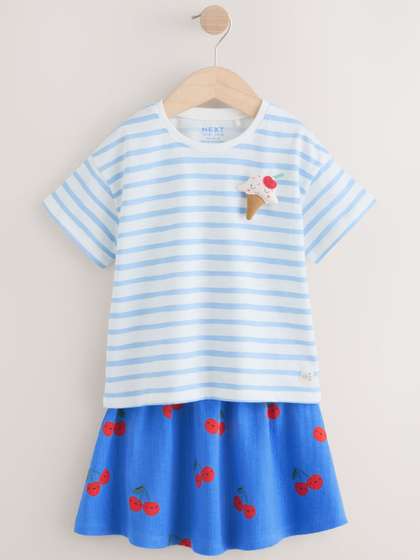 NEXT Girls Striped Pure
                    Cotton Clothing Set