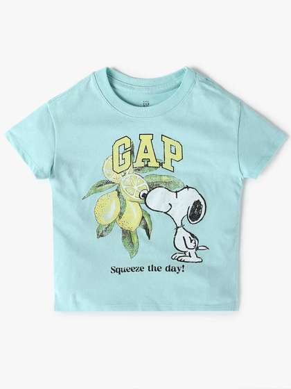 GAP Girls Graphic
                      Printed Relaxed-Fit Crew-Neck Pure Cotton T-Shirt