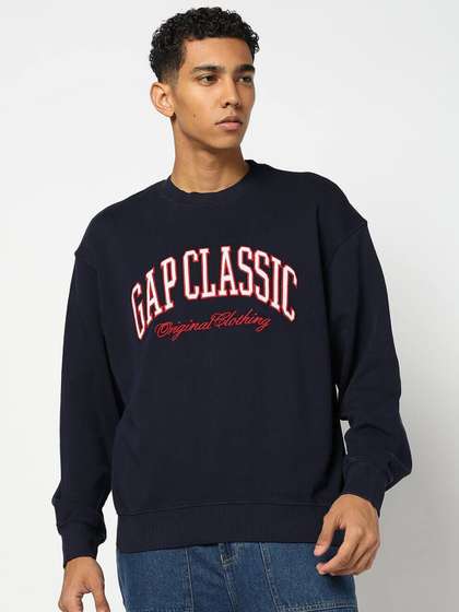GAP Men Logo Printed
                        Cotton Round Neck Sweatshirt