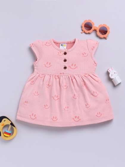 YK X Tinyo Girls
                      Printed Flutter Sleeve A-Line Dress