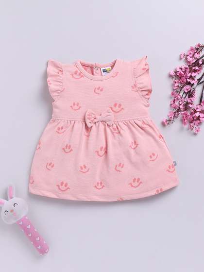 YK X Tinyo Girls Printed
                    Flutter Sleeve A-Line Dress