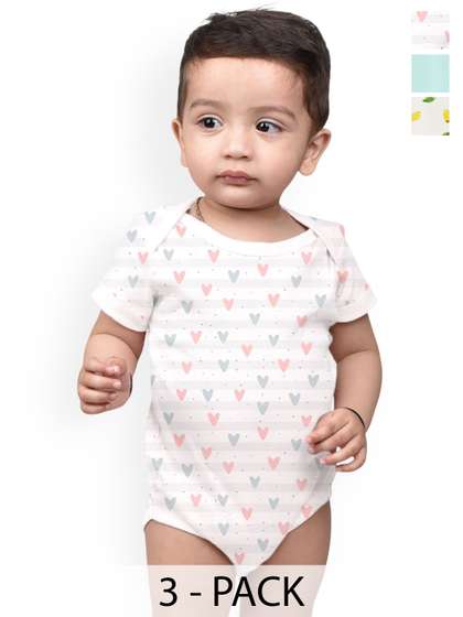 Moms Home Unisex
                      Infants Pack Of 3 Printed Bodysuits