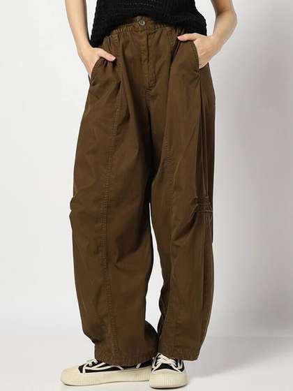 GAP Women Mid-Rise
                          Cotton Loose Fit Trousers