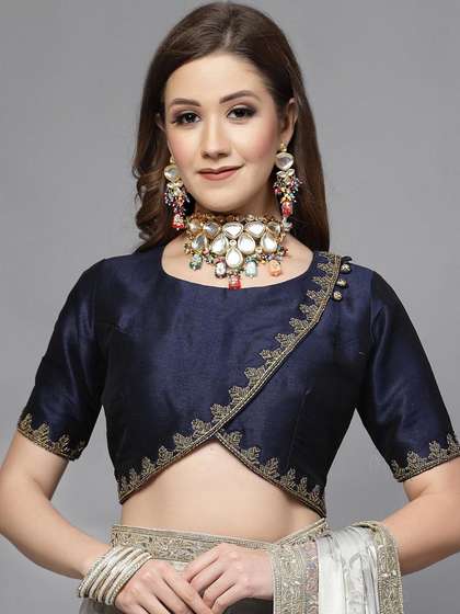Utsav Fashion
                        Embroidered Neck Art Silk Angrakha Style Blouse