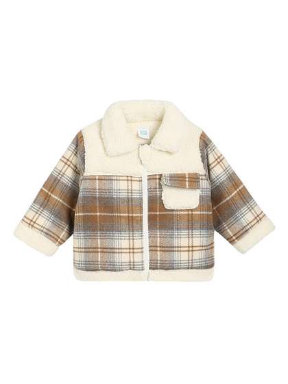 MINI KLUB Boys Checked
                    Spread Collar Cotton Tailored Jacket