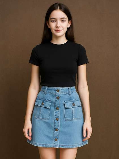 Qitty Girls Trending
                      Fancy A-Line Mini Button Skirt