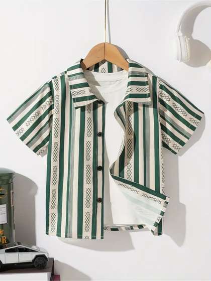 BAESD Boys Standard
                    Stripes Spread Collar Casual Cotton Shirt