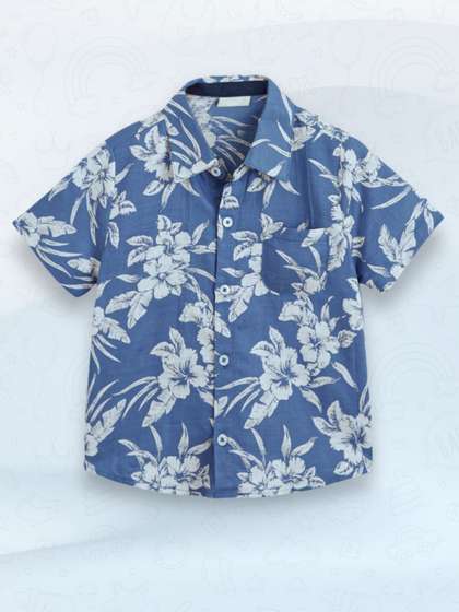 BAESD Boys Standard
                    Relaxed Fit Floral Printed Button-Down Collar Cotton
                    Casual Shirt